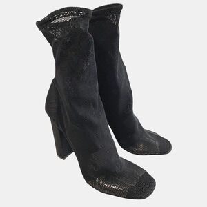 TOPSHOP Women's Serena Black Booties Size 7.5 M Mesh Retro High Heels NWT $80